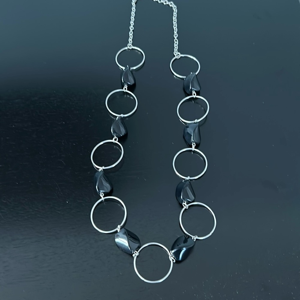 Adjustable Black/Silver Statement Necklace
